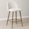 Buy Stool Upholstered in Bouclé Fabric - Scandinavian Design - 66cm - Bennett White 61286 - prices